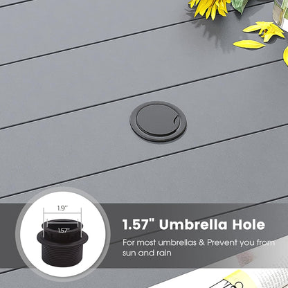 DIFY Patio Round Dining Table, 53" All Weather Round Outdoor Table with 1.57" Umbrella Hole for 8 Person, Perfect for Yard, Balcony and Lawn, Grey