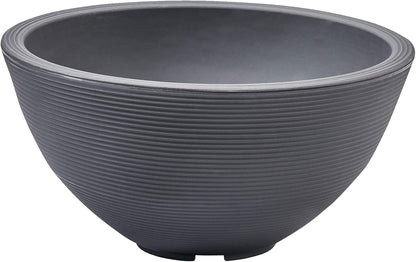 Crescent Garden Delano Bowl Planter, Large Outdoor Round Shallow Plant Pot for Water Garden, Bonsai Plant Pots, Succulents with Drain Hole - Double Walled Bowl Lotus Pot, 34" W (Slate)