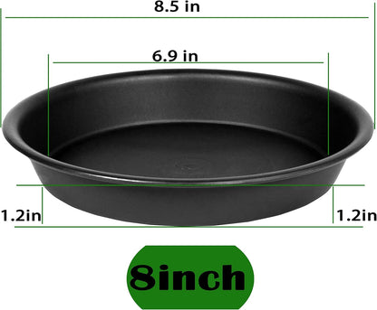 6 Pack of 8 inch Plant Saucer, Heavy Duty Plastic Plant Water Tray, Pebble Tray, Flower Saucers for Indoors, Pot Saucers, Bird Bath Bowls, Plant Dishes for Planter 7"/8" (8", Black)