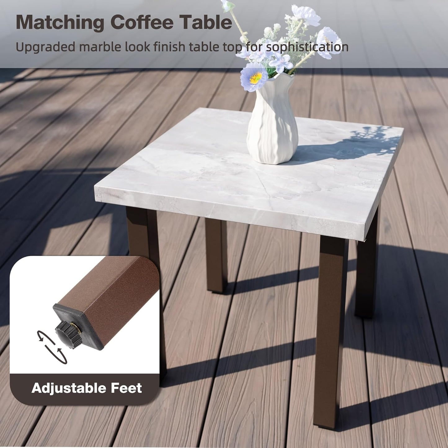 Outdoor Patio Swivel Rocking Chairs Set, Patio Porch Furniture with 6" Thick Cushions, 3 Pieces Outdoor Bistro Set with Coffee Table for Balcony, 350lbs, Upgrade Beige