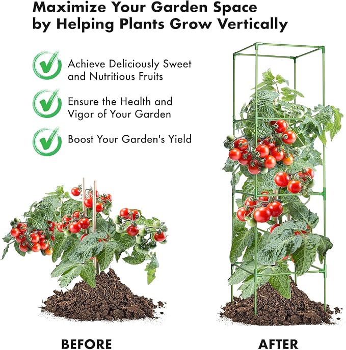 MAGGIFT Tomato Cage - 4 Pack 68 Inch Tomatoes Plant Stakes Support Cages Trellis Extra Tall for Garden & Pots