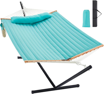 Two Person Hammock with Stand Heavy Duty, Outdoor Patio Hammock with Portable Steel Stand, Large Double Hammocks,480lbs Capacity.(Aruba)