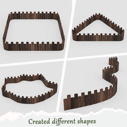 Wood Garden Edging Border Wooden Garden Fence No Dig Landscape Edging Lawn Fence Border Decorative Flower Bed Border Courtyards Planting Tree Fence Yard Patio Path Edging - 9" H x 47.3" L (1PACK)