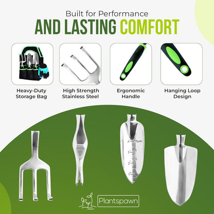 23-Piece Gardening Tools Set with Bag – Heavy-Duty Rust-Proof Hand Tools with Plastic Handles Includes 15 Plant Tags – Ideal Gift for Women, Men, Mom, Dad & Gardeners