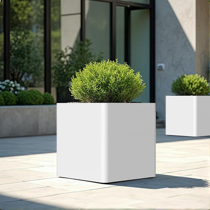 Large Outdoor Planter 26" L x 26" W x 26" H,Metal Square Planter for Outdoor Plants,Heavy Duty Modern Flower Plant Pot for Porch/Patio/Garden