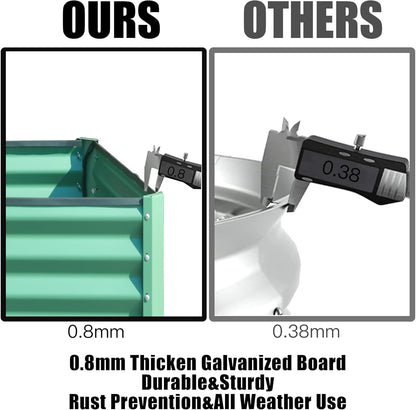 Domi Galvanized Raised Garden Bed, Outdoor Planter Garden Boxes Large Metal Planter Box for Gardening Vegetables Fruits Flowers, Green (6x3x1.5ft)