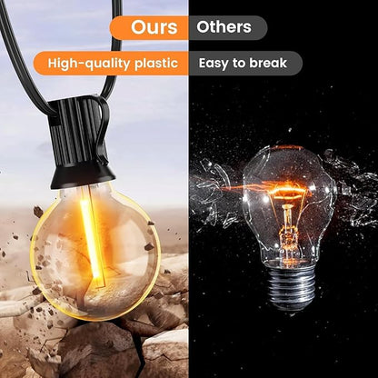 OHLUX 120FT Solar String Lights Outdoor with Remote, Commercial Grade Patio Lights with 52 Shatterproof G40 Globe LED Filament Bulbs, Dimmable Outside Edison Hanging Light for Backyard Party Decor