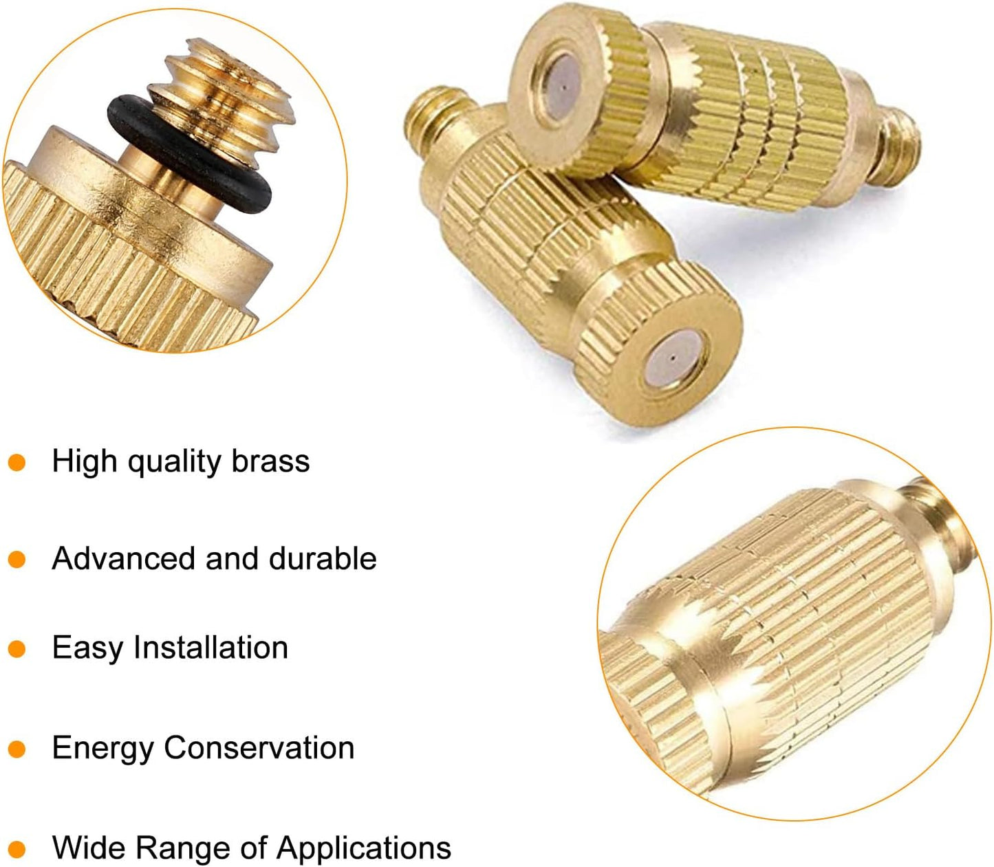 20pcs High Pressure Atomizer Nozzle Brass Misting Nozzles for Outdoor Cooling System, Landscaping, Greenhouse Irrigation, Air Humidification, Anti-Drip Fogging Spray Head(0.02"/0.5mm)
