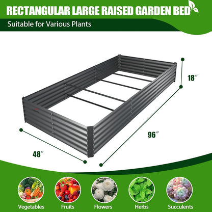 A ANLEOLIFE 8X4X1.5 ft Galvanized Raised Garden Beds Outdoor, Rectangular Metal Planter Box for Planting Vegetables Flowers Herb, Anti-Rust & Easy-Setup, Quartz Grey