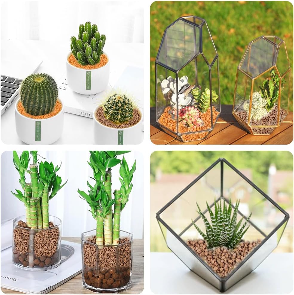 HappyFiller 2-5mm Decorative Succulent Cactus Gravel,Terrarium Small Rocks,Indoor Plants Orchid Soil Cover Stones,Candle Holder Vase Filler Decor Pebbles,1.1 LB Brown