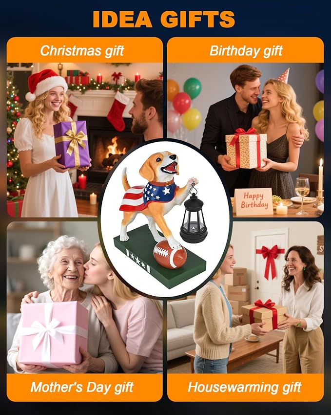 Solar Dog Statues Outdoor Decor with Lantern - Unique Beagle Puppy Home Decor Figurine for Garden, Patio, Yard - Idea Gifts for Women Mom