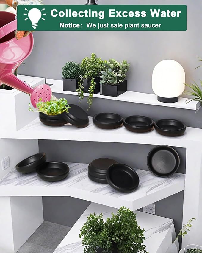 vensovo 2 Inch Black Terracotta Plant Saucer Pots Tray - 12 pcs Mini Planter Saucers for Indoor & Outdoor Plants, Small Clay Trays Perfect for 1 Inch 1.5Inch Flower Pot