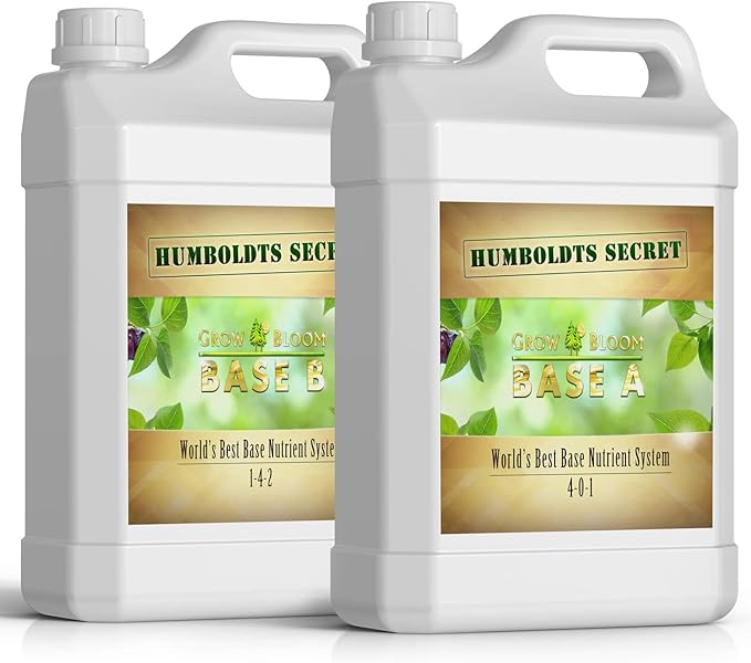 Humboldts Secret Base A & B Liquid Hydroponic Fertilizer | Complete Hydroponic Nutrients for Indoor and Outdoor Plants | Supports Healthy Vegetative Growth and Flowering Stage | 2.5 Gallon