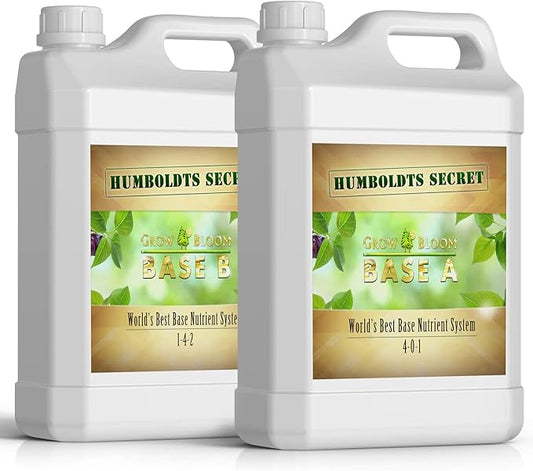 Humboldts Secret Base A & B Liquid Hydroponic Fertilizer | Complete Hydroponic Nutrients for Indoor and Outdoor Plants | Supports Healthy Vegetative Growth and Flowering Stage | 2.5 Gallon