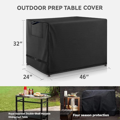 Outdoor Prep Table Cover - Heavy Duty Waterproof Cover for PC3404S Rolling Dining Table Compatible with 46 inch Outdoor Utility Cart