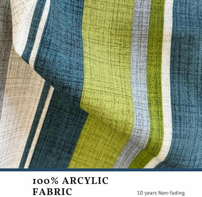 Acrylic Fabric 11FT Cantilever Umbrella with Base Large Curvy Outdoor Aluminum Offset Umbrella w/ 360° Rotation, UV Resistant Canopy for Patio, Garden, Backyard, Green Stripes