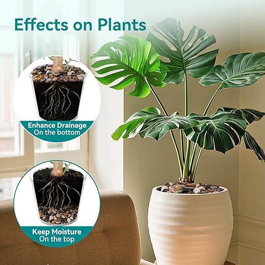 15 lbs River Rocks, 1-1/2 inch Plant Rocks for Pots Indoor, Decorative Garden Rocks Outdoor Landscaping, Polished Natural Stone for Walkways, Yard, Vases, Crafts