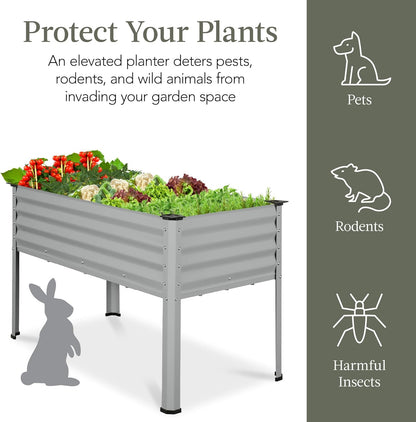 Best Choice Products 48x24x30in Galvanized Raised Garden Bed, Metal Elevated Planter Box, Vegetable Garden for Backyard, Patio, Balcony - Moonlight Gray