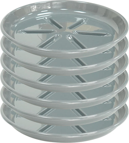 6 Pack of Plant Saucer 12 inch, Plant Trays for Indoors No Holes, Plant Drip Trays for Indoors Outdoor, Plant Water Tray for Planters, Gray