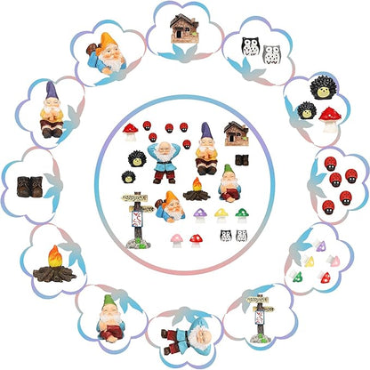 Jetec Gnomes Fairy Resin Statues Miniature Garden Accessories Mini Dwarf Figurine Fairy Miniature Ornament DIY Kit Micro Landscape Ornaments for Outdoor Indoor Patio Yard Lawn Garden ﻿(Fire Gnomes)