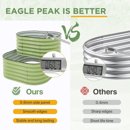 EAGLE PEAK 2-Tier Galvanized Raised Garden Bed Planters, Planter Boxes Outdoorfor Vegetables, Flowers and Herbs, Assembly Modular - 33in Overall Height, 41'' L x 43'' W, Olive Green