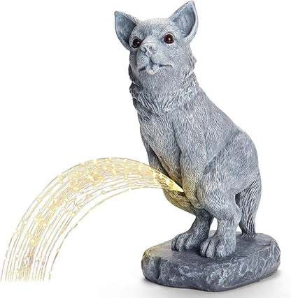 Garden Statues Dog Statue with Solar LED Light, Ideal Gifts for Friends or Family's Birthday, Outdoor Decorations for Yard