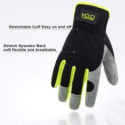 HLDD HANDLANDY 2 Pairs Leather Gardening Gloves for Men, Utility Work Gloves for Gardening, Yardwork, Construction, Mechanics, Great Garden Gifts for Men Women