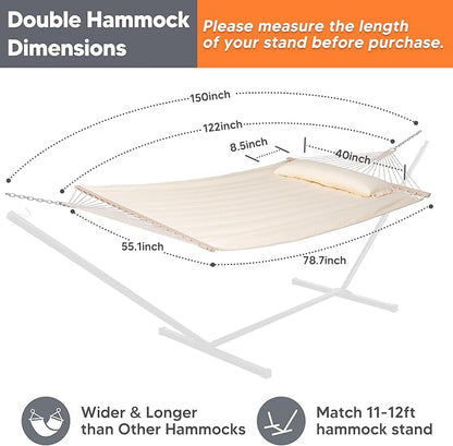 SUNCREAT Hammocks Replacement Hammock for Stand, 475 lbs Capacity, Two Person Backyard Hammock for Outside, Beige