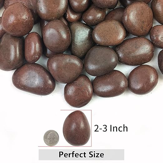 20lbs Red River Rocks for Landscaping, 2-3 Inch Natural Pebbles for Indoor Plants, High Polished Decorative Stones Vase Filler Fish Tank Aquariums Garden