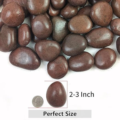 10lbs Red River Rocks, 2-3 Inch Natural Pebbles for Indoor Plants, High Polished Decorative Stones Vase Filler Fish Tank Aquariums Landscaping Garden