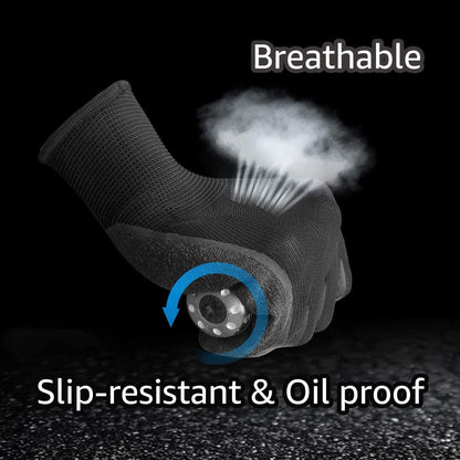 Evridwear Crinkle Latex Rubber Hand Coated Safety Work Gloves for Men Women General Multi Use Construction Warehouse Gardening Assembly Landscaping (XS-Size) 12 Pairs Pack