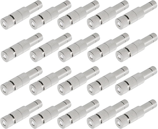 20pcs Brass Mister Nozzles, 6mm Misting Nozzles for Outdoor Cooling System, Landscaping, Air Humidification, Greenhouse Irrigation (with Filter, 0.024"/0.6mm Orifice)