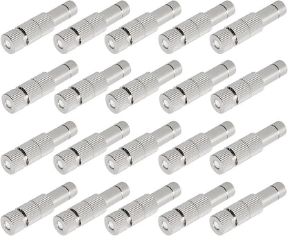 20pcs Brass Mister Nozzles, 6mm Misting Nozzles for Outdoor Cooling System, Landscaping, Air Humidification, Greenhouse Irrigation (with Filter, 0.012"/0.3mm Orifice)