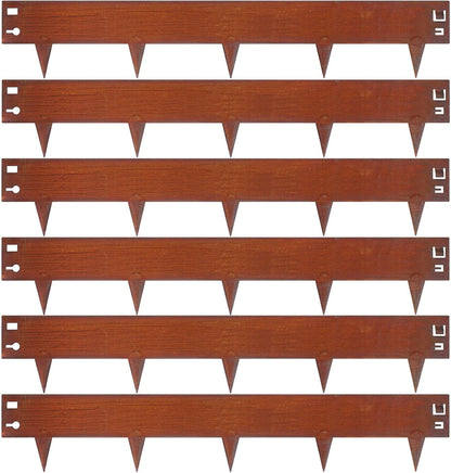 42" L X7.9 H Corten Steel Landscape Edging, 6 Pack Hammer in Landscape Edging, Garden Edging Border for Lawn, Flower Bed, Yard (Rust-Colored)