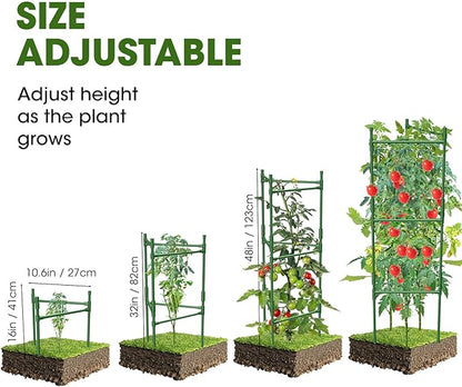 3 Pack Tomato Cage,Tomato Cage for Raised Garden Bed, 48'' Tall Tomato Trellis Triangle or Square Cages for Garden,Pots, Plant Cages & Supports（Green, Extra Bold ）