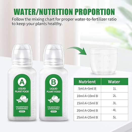 Hydroponics Nutrients(800ml in Total), All Purpose Plant Food A&B Hydroponics Supplies, Indoor Plant Fertilizer for Hydroponics Growing System, Hydroponic Solution for Herbs Vegetables