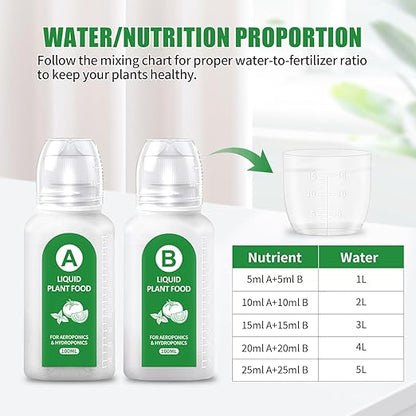 Hydroponics Nutrients(800ml in Total), All Purpose Plant Food A&B Hydroponics Supplies, Indoor Plant Fertilizer for Hydroponics Growing System, Hydroponic Solution for Herbs Vegetables
