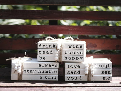 Love Laugh Sand & Sea You and Me Book Decor-Modern Farmhouse Decorative Book Stack for Coffee Table-Center Table Decorations for Living Room-Housewarming Gifts