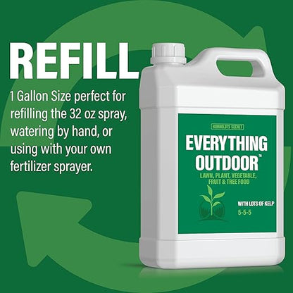 Humboldts Secret Everything Outdoor Plant Food | 5-5-5 Liquid Fertilizer with Norwegian Kelp | All Purpose Lawn, Vegetable & Fruit Food | Garden Nutrients | Refillable Hose End Bottle | 1 Gallon