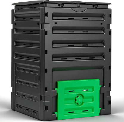 F2C Compost Bin Outdoor Composter BPA Free Material -120 Gallon (450L) Large Compost Bin Aerating Outdoor Compost Box Easy Assembling, Lightweight, Fast Creation of Fertile Soil, Black