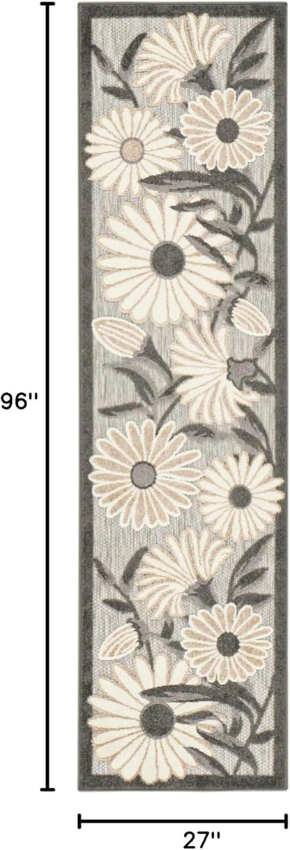 Nourison Home Aloha Outdoor Beige 2'3" x 8' Area Rug, Easy Cleaning, Non Shedding, Bed Room, Living Room, Dining Room, Deck, Backyard, Patio (2x8)