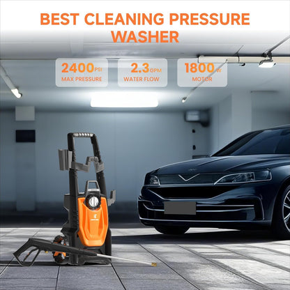 Giraffe Tools Electric Pressure Washer, 2400 PSI 2.3 GPM with 4 Quick-Connect Nozzles, 20FT Hose & Foam Cannon, Powerful Washer for Cars/Road/Driveways/Fences