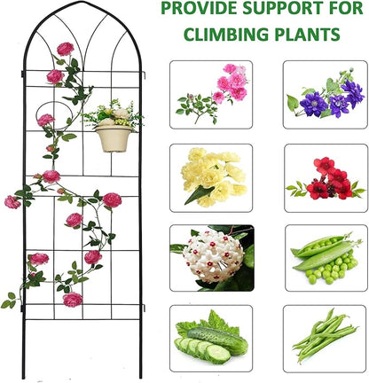 2 Pack Metal Garden Trellis 78.7" H Garden Fence Rustproof Trellis for Climbing Plants Support Roses Flower Outdoor Lawn Black