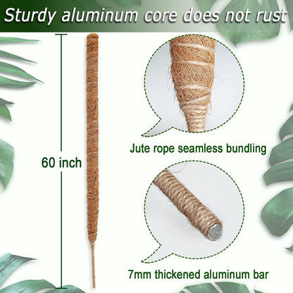 60 Inch Moss Pole for Plants Monstera, Tall Bendable Moss Poles for Climbing Plants Indoor, Large Handmade Plant Pole Sticks, Coco Coir Plant Support Stakes for Potted Plants, Pothos