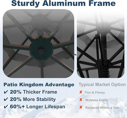 12FT Cantilever Umbrella with Base Large Curvy Outdoor Aluminum Offset Umbrella w/ 360° Rotation, UV Resistant Canopy for Patio, Garden, Backyard, Grey