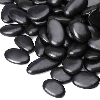 30 lbs Decorative Garden Rocks for Flower Pots, Vase, 1"-2", Polished Black River Stones for Plants, Outdoor Landscaping, Walkways, Yard