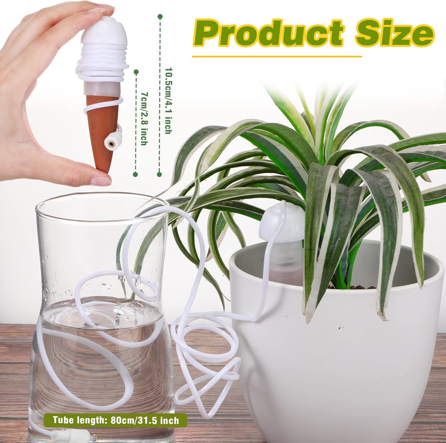 Hestya 10 Pack Plant Watering Stakes Automatic Devices Plant Self Drip Irrigation Slow Release Indoor Outdoor Terracotta Water Spikes for Potted Plants Flower (White Base)