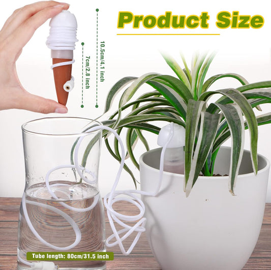 Hestya 10 Pack Plant Watering Stakes Automatic Devices Plant Self Drip Irrigation Slow Release Indoor Outdoor Terracotta Water Spikes for Potted Plants Flower (White Base)
