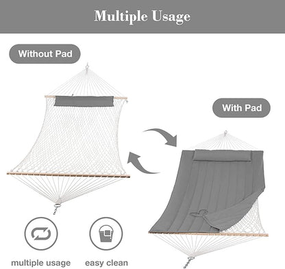 SUNCREAT 15 FT Hammocks for Outside, Two Person Hammock for Patio, Garden, Porch, Outdoor, Light Gray