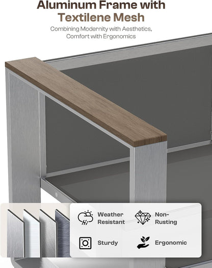 Aluminum Outdoor Patio Furniture, 1 Piece Loveseat, All-Weather Metal Modern Outside Sofa for Deck, Porch (LightGray)